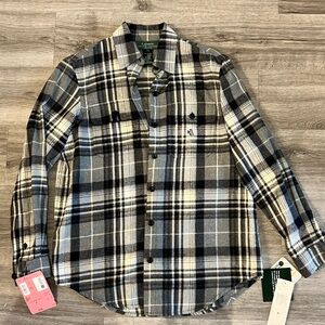 NWT Ralph Lauren Gray Plaid Button Down
